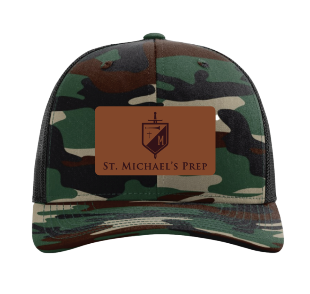SMP Camo Trucker Hat w/Leather Patch