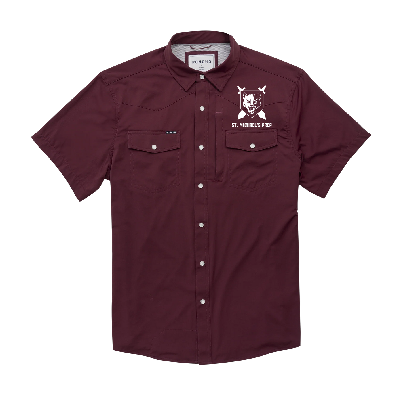 Men's Maroon Western Poncho Logo Shirt