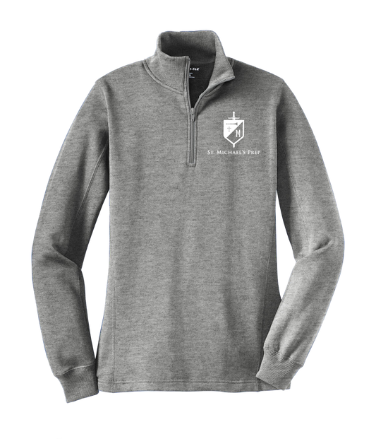 Ladies Grey Quarter Zip Light Sweatshirt